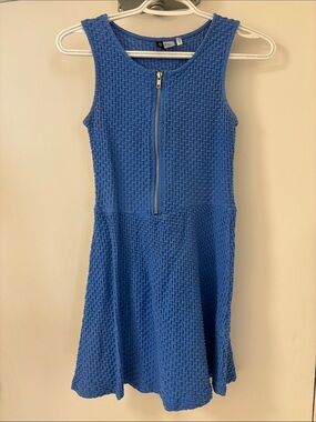 👗Divided Blue Textured Sleeveless Mini Dress with Front Zip